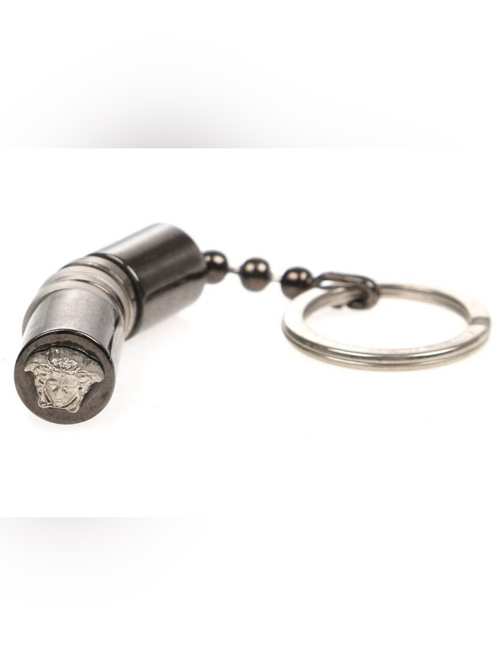 Versace Gunmetal Medusa Keychain Key Holder Vintage